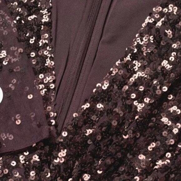 French Connection NWT Emille Sparkle Sequin Sheath Dress Bronze Brown, Size 0 - Picture 12 of 13